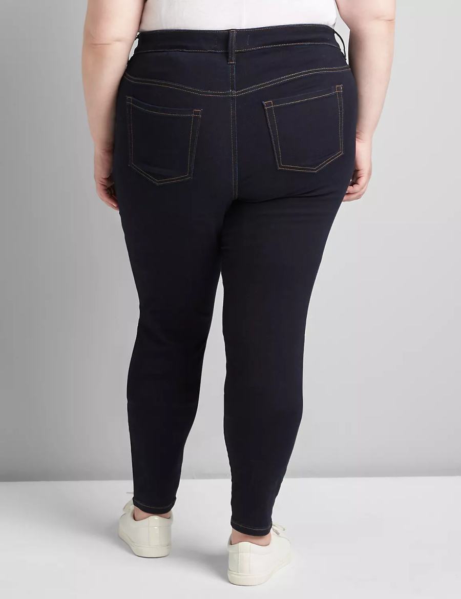 Lane Bryant Straight Fit High-Rise Sateen Skinny Kadın Kot Pantolon Koyu Mavi | YSO999CQ