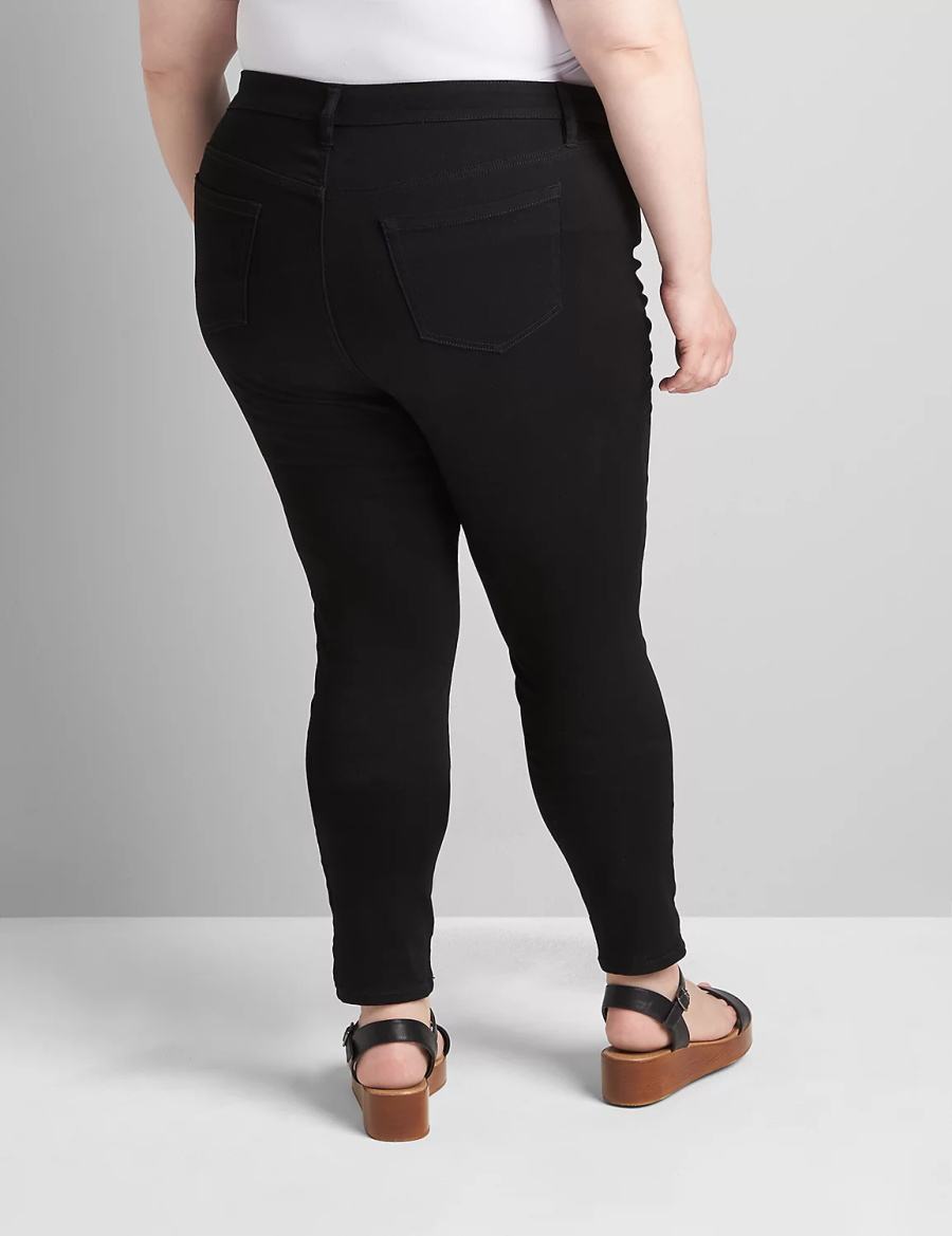 Lane Bryant Straight Fit High-Rise Sateen Skinny Kadın Kot Pantolon Siyah | NGU8646TC