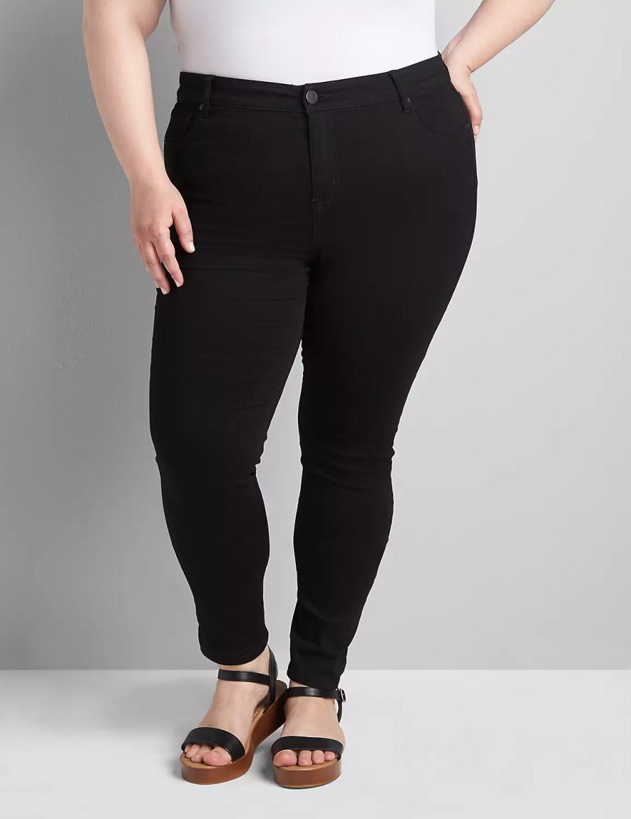 Lane Bryant Straight Fit High-Rise Sateen Skinny Kadın Kot Pantolon Siyah | NGU8646TC