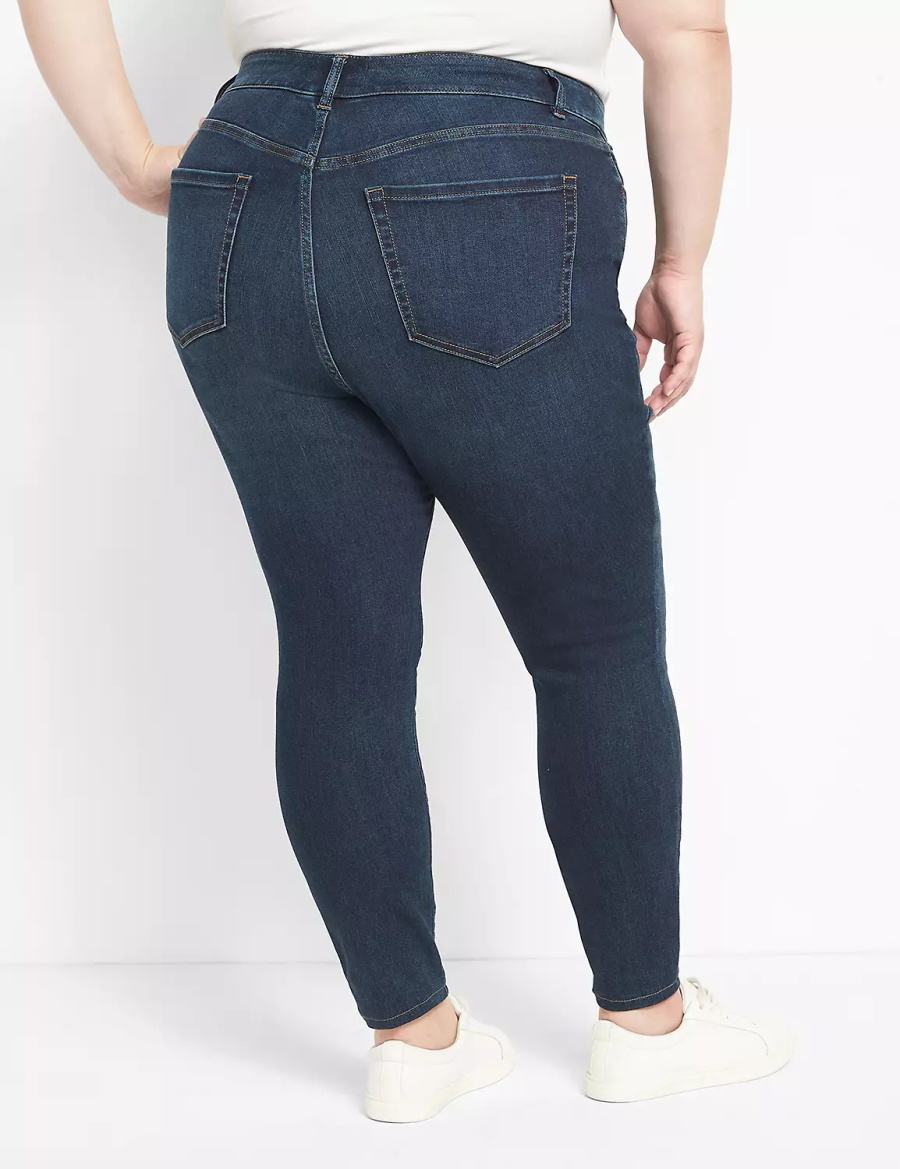 Lane Bryant Straight Fit High-Rise Skinny Kadın Kot Pantolon Koyu Mavi | KPF4724TJ