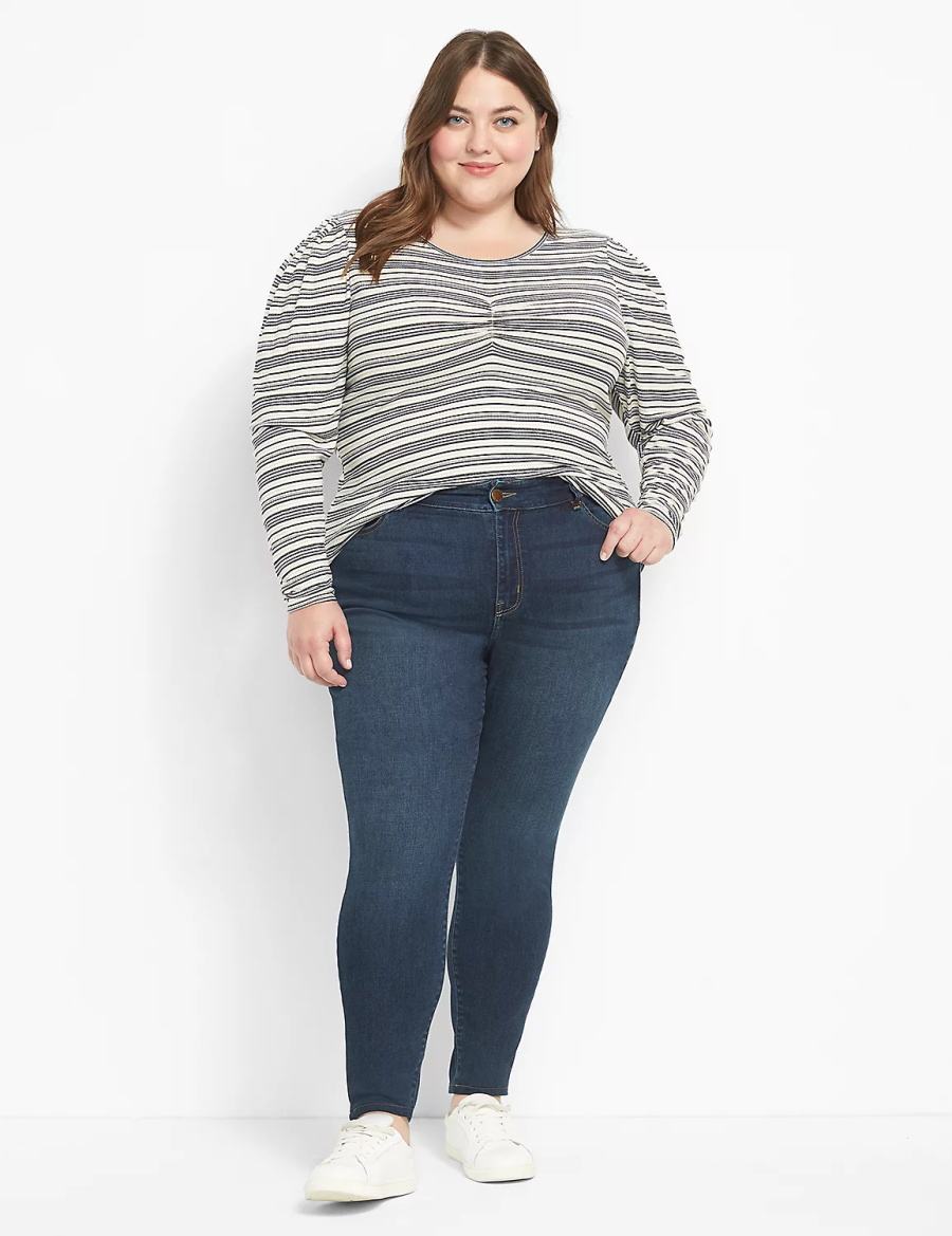 Lane Bryant Straight Fit High-Rise Skinny Kadın Kot Pantolon Koyu Mavi | KPF4724TJ