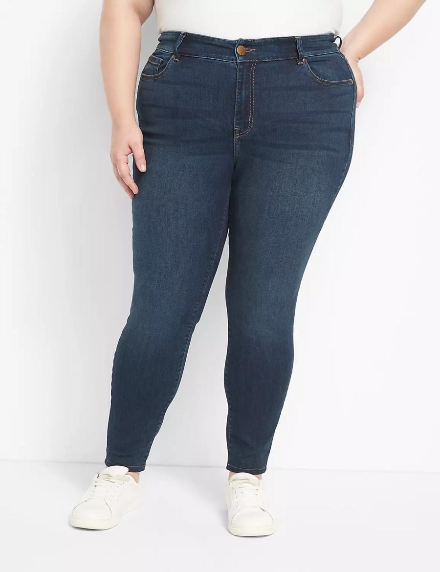 Lane Bryant Straight Fit High-Rise Skinny Kadın Kot Pantolon Koyu Mavi | KPF4724TJ