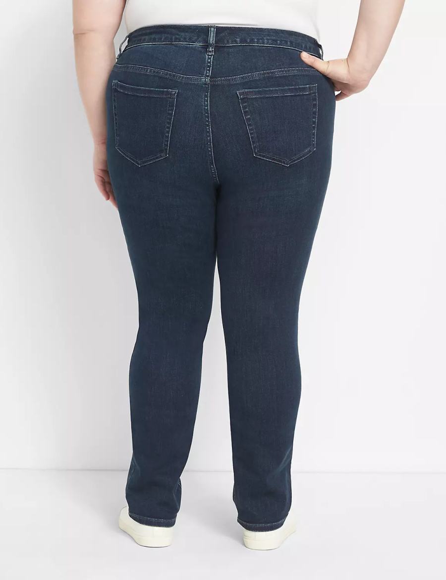 Lane Bryant Straight Fit High-Rise Straight Kadın Kot Pantolon Koyu Mavi | PIQ9693FC