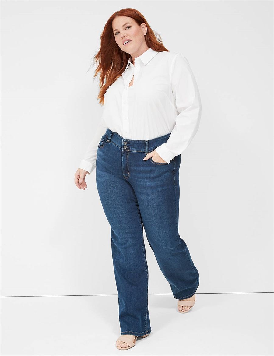 Lane Bryant Tighter Tummy Fit High-Rise Boot Kadın Kot Pantolon Koyu Mavi | JAM3177QY