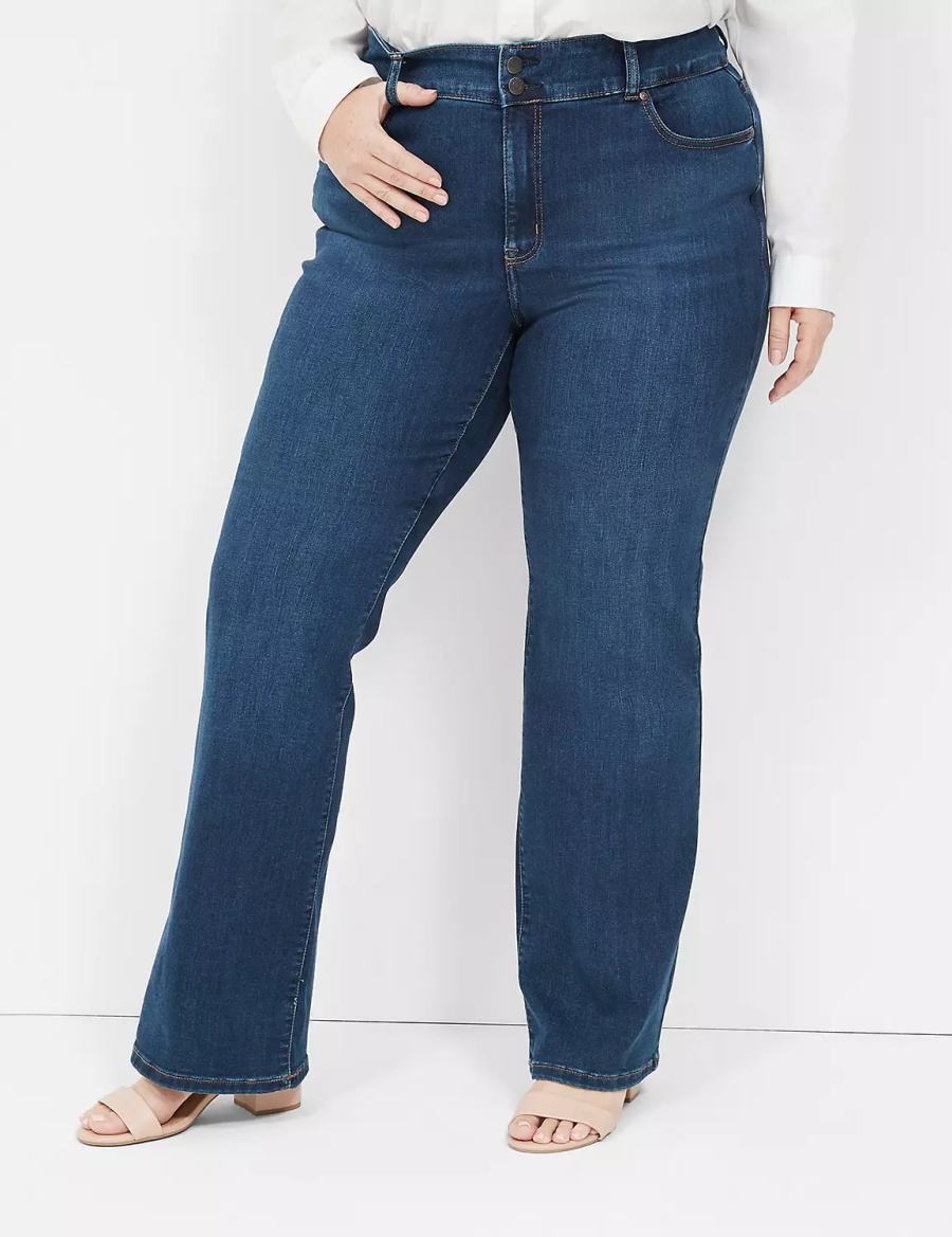 Lane Bryant Tighter Tummy Fit High-Rise Boot Kadın Kot Pantolon Koyu Mavi | JAM3177QY