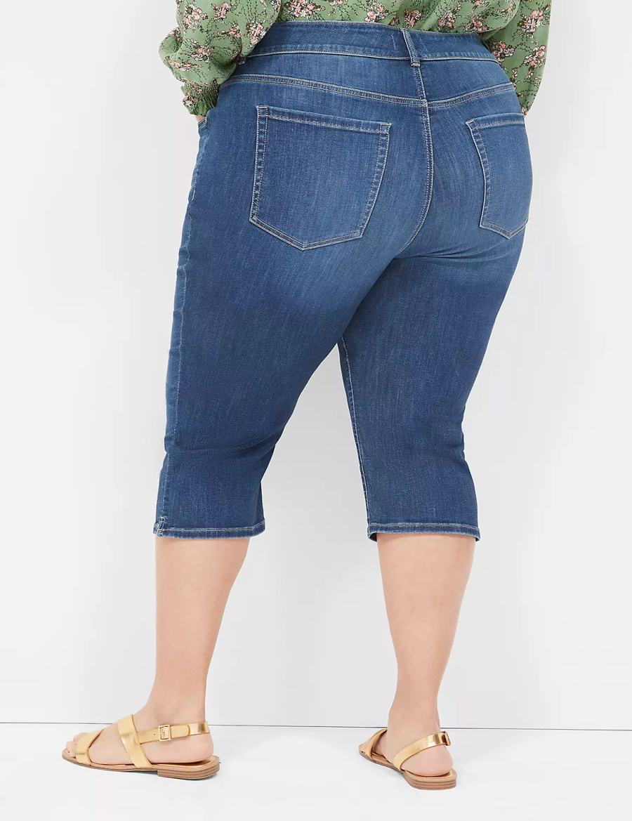 Lane Bryant Tighter Tummy Fit High-Rise Pedal Kadın Kot Pantolon Mavi | GYO967SZ