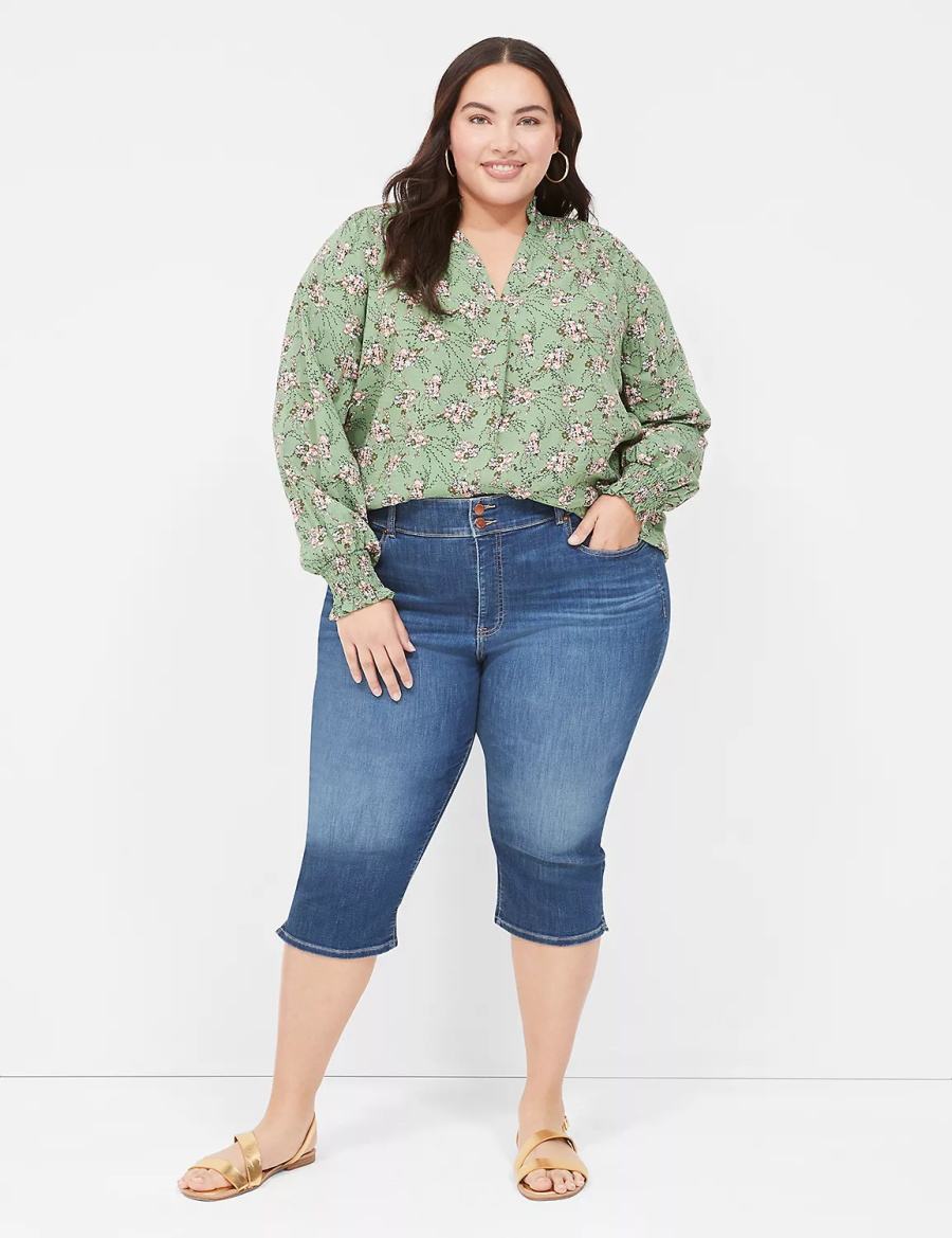 Lane Bryant Tighter Tummy Fit High-Rise Pedal Kadın Kot Pantolon Mavi | GYO967SZ