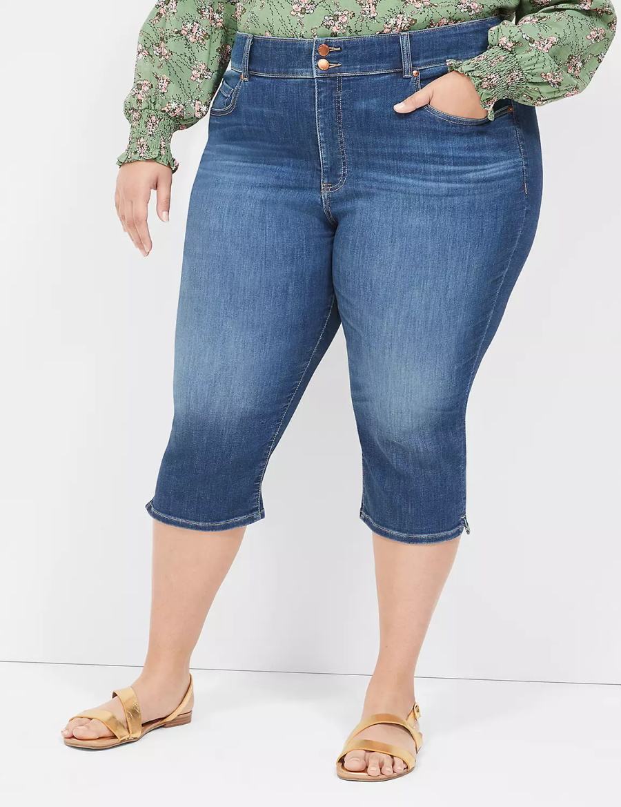 Lane Bryant Tighter Tummy Fit High-Rise Pedal Kadın Kot Pantolon Mavi | GYO967SZ