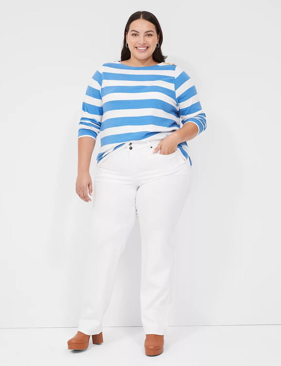 Lane Bryant Tighter Tummy Fit High-Rise Straight Kadın Kot Pantolon Beyaz | ZBW4782AU