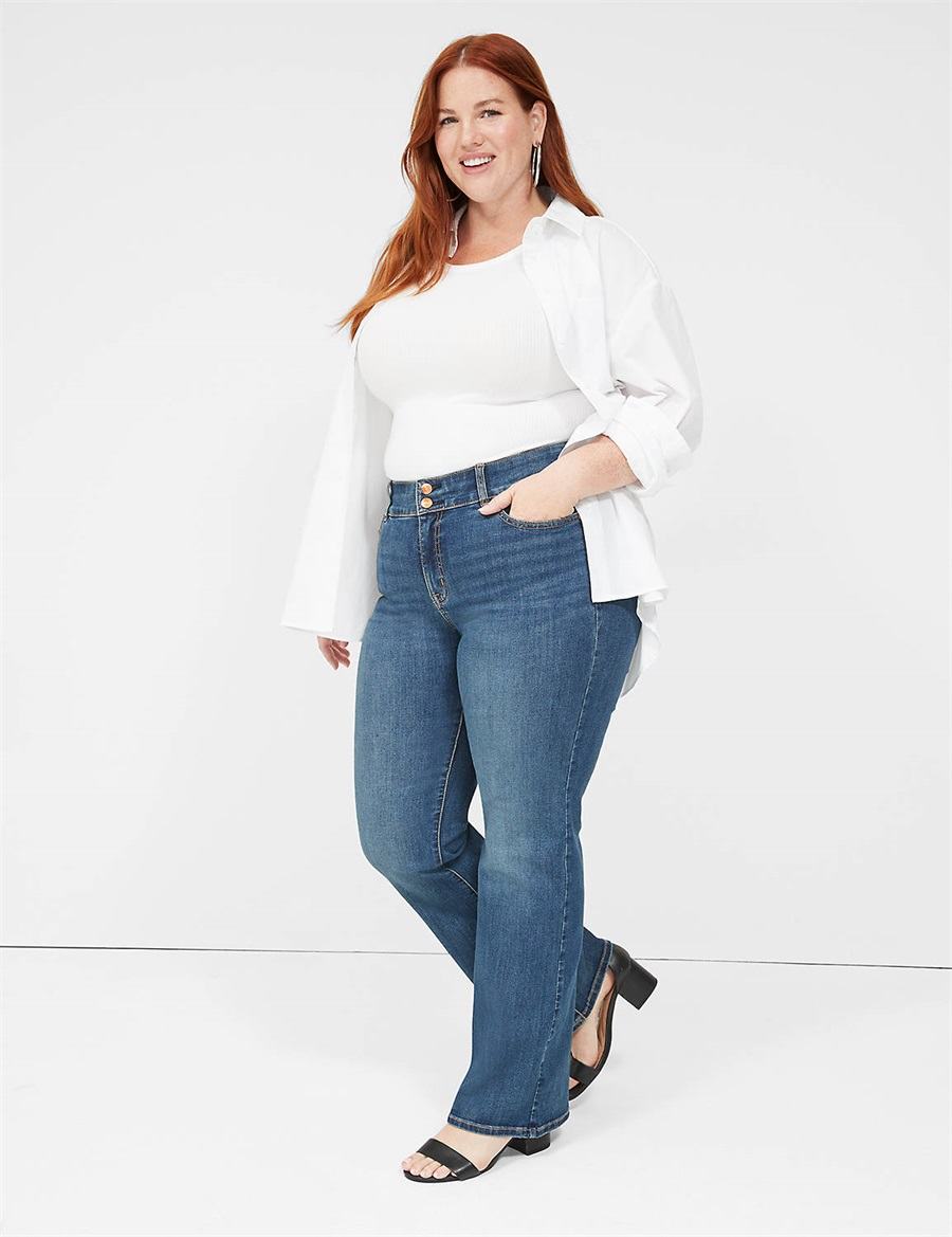 Lane Bryant Tighter Tummy High-Rise Boot Kadın Kot Pantolon Mavi | RWU3936TW