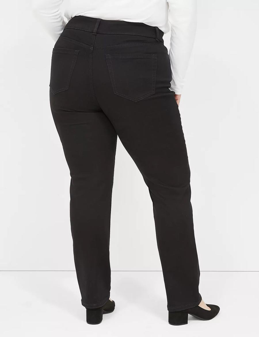 Lane Bryant Tighter Tummy High-Rise Straight Kadın Kot Pantolon Siyah | WXG6546US