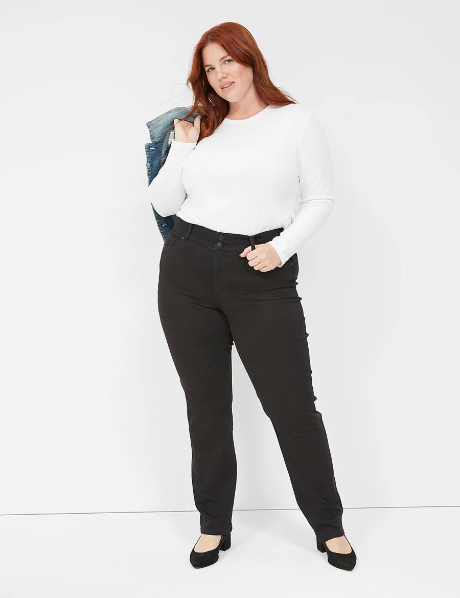 Lane Bryant Tighter Tummy High-Rise Straight Kadın Kot Pantolon Siyah | WXG6546US