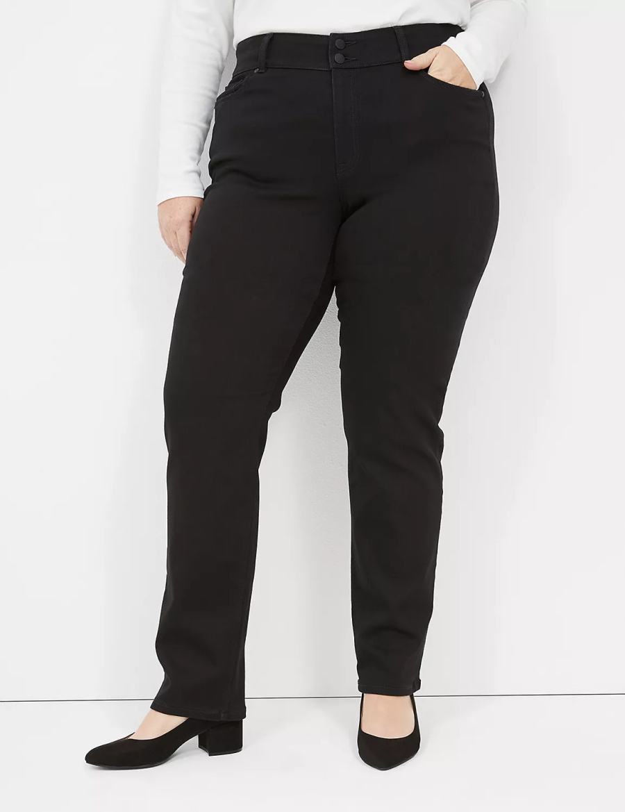 Lane Bryant Tighter Tummy High-Rise Straight Kadın Kot Pantolon Siyah | WXG6546US