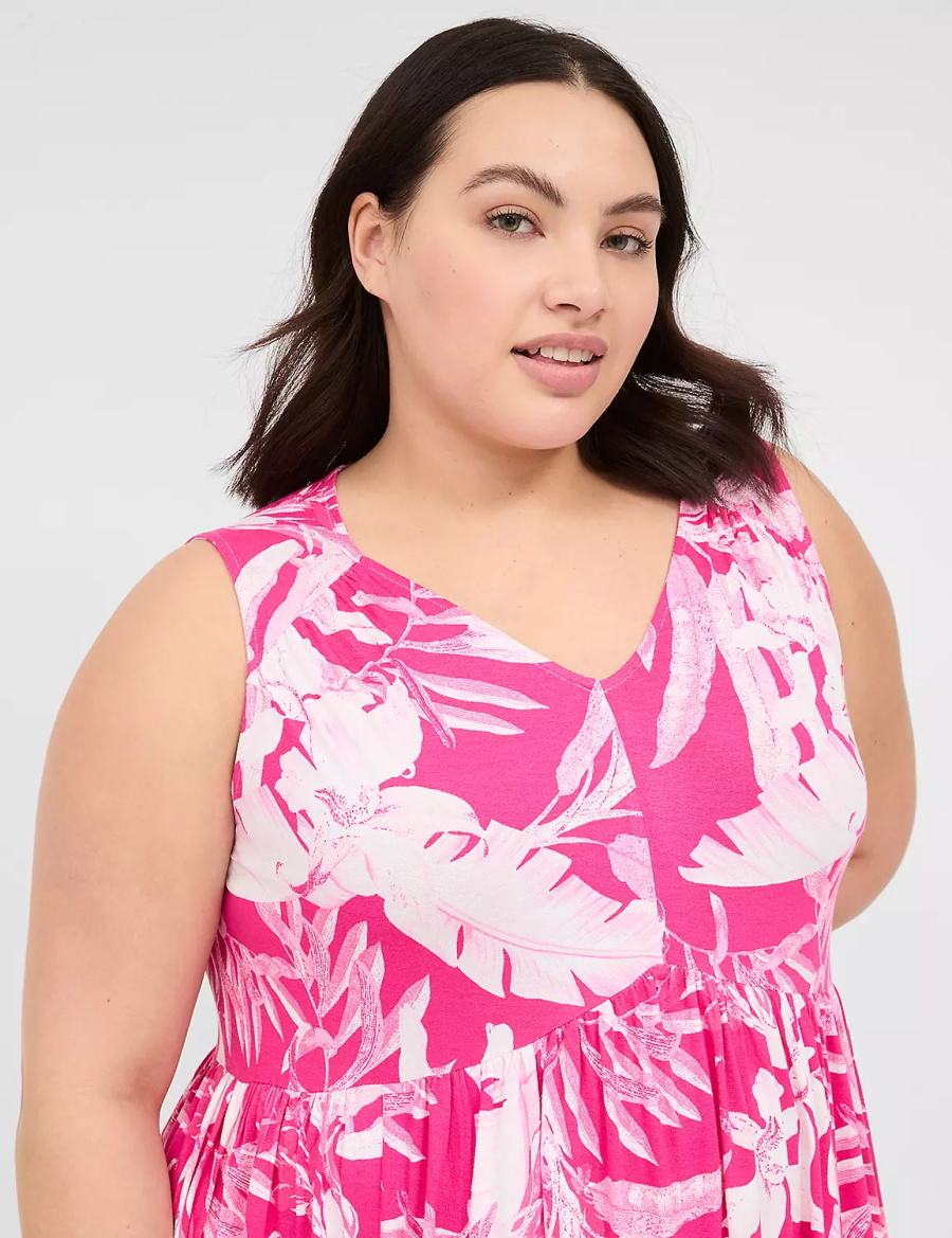 Lane Bryant V-Neck Easy Swing Kadın Günlük Elbise Pembe | WPP208XH