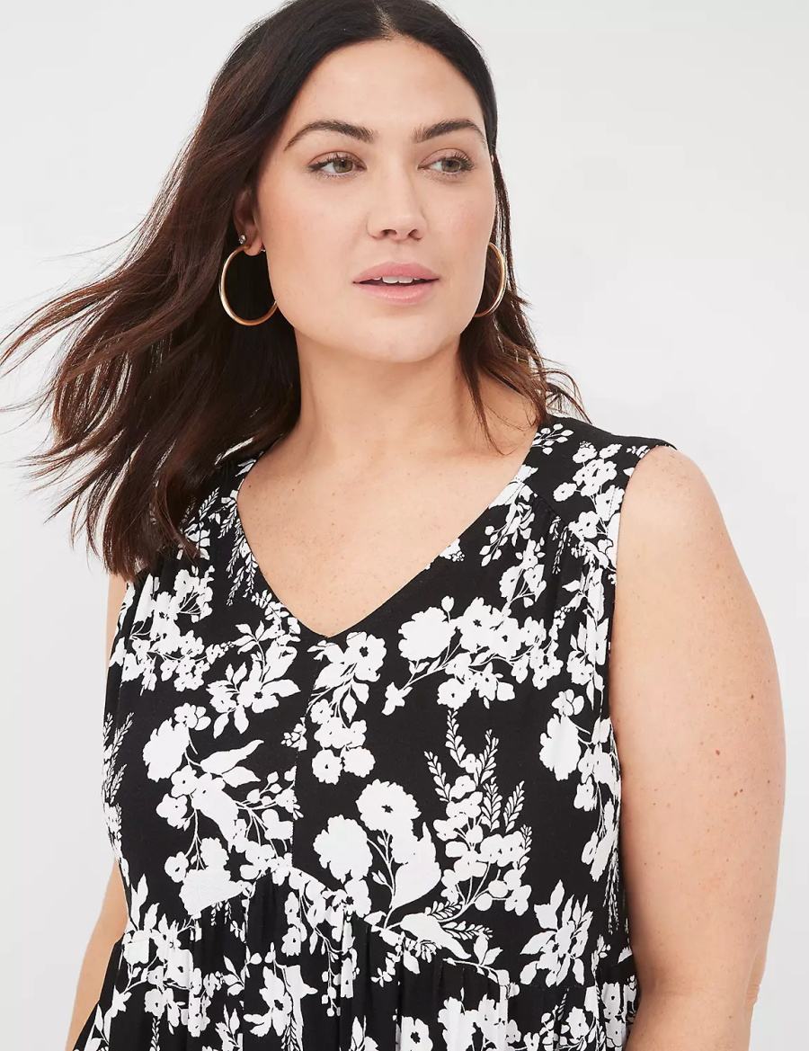 Lane Bryant V-Neck Easy Swing Kadın Günlük Elbise Siyah | LNF3575BB