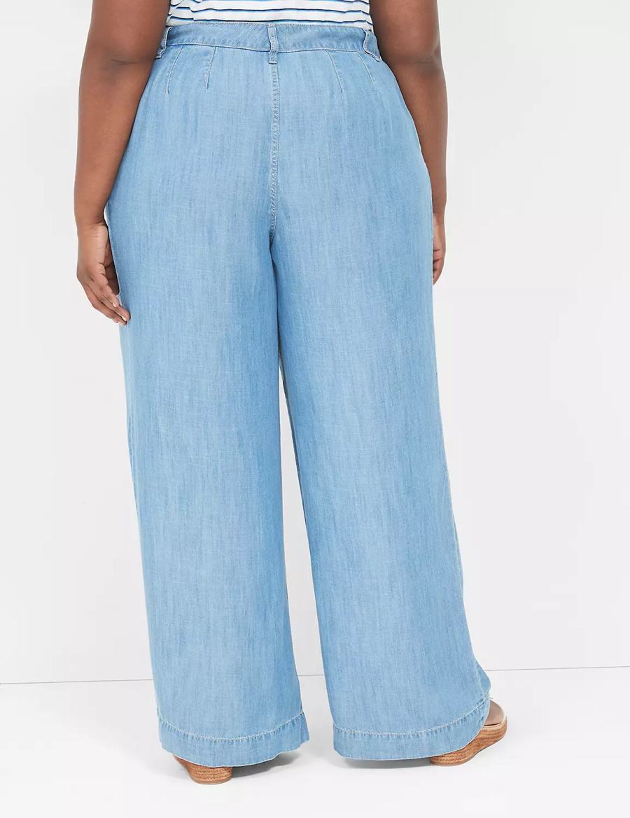 Lane Bryant Wide Leg Trouser Fluid Kadın Kot Pantolon Mavi | VWJ4851XP