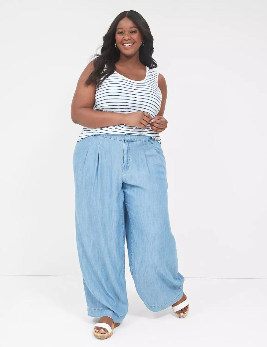 Lane Bryant Wide Leg Trouser Fluid Kadın Kot Pantolon Mavi | VWJ4851XP