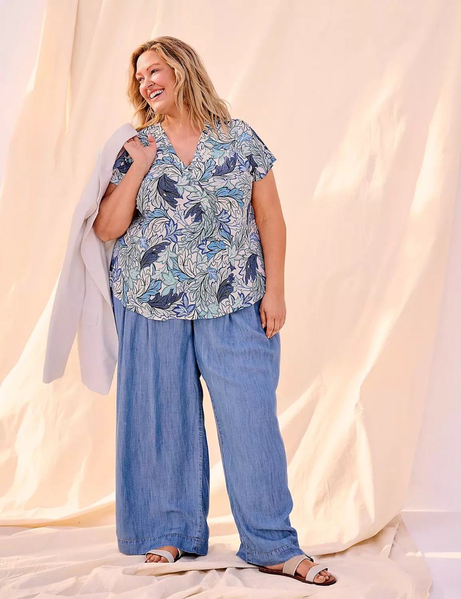 Lane Bryant Wide Leg Trouser Fluid Kadın Kot Pantolon Mavi | VWJ4851XP