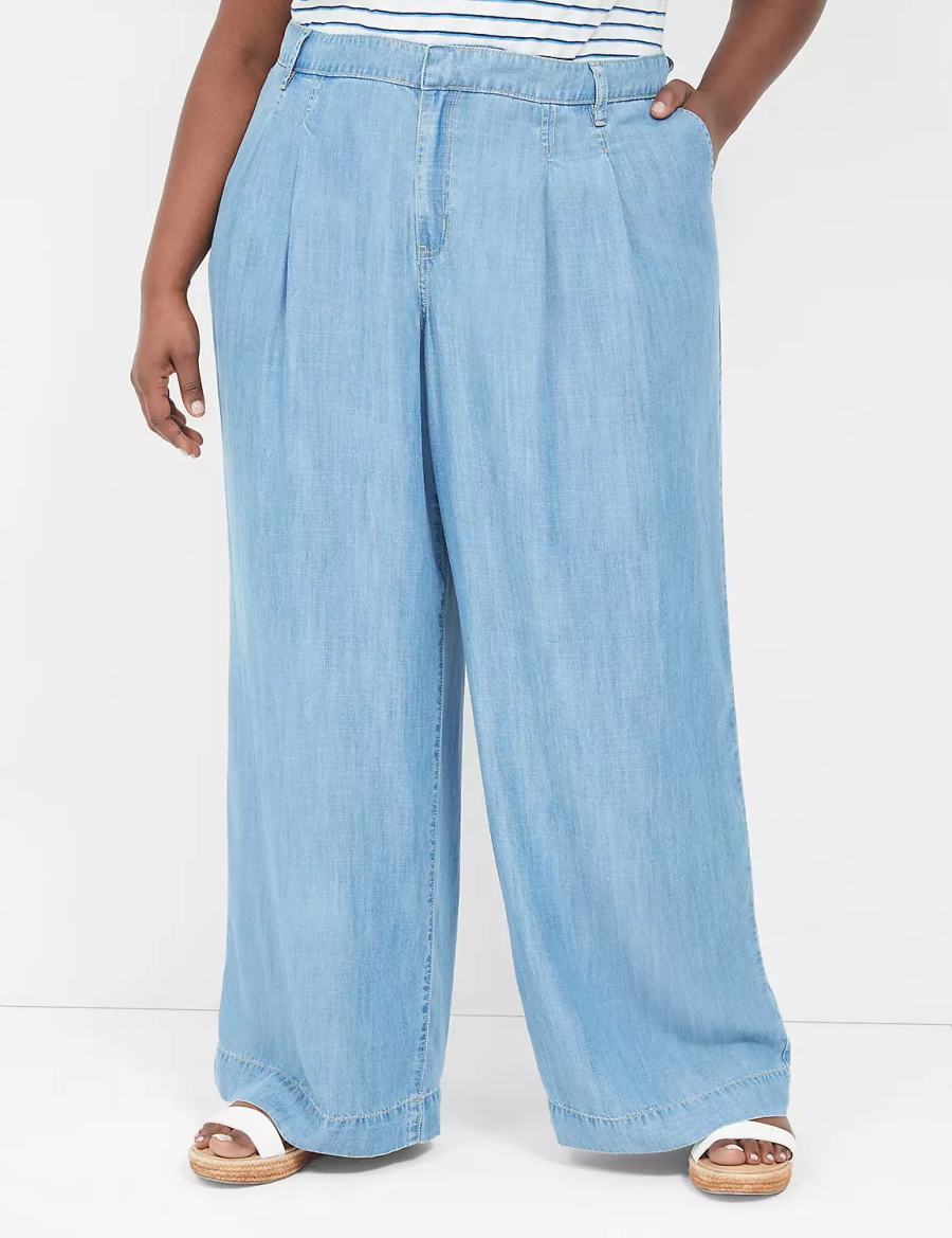 Lane Bryant Wide Leg Trouser Fluid Kadın Kot Pantolon Mavi | VWJ4851XP