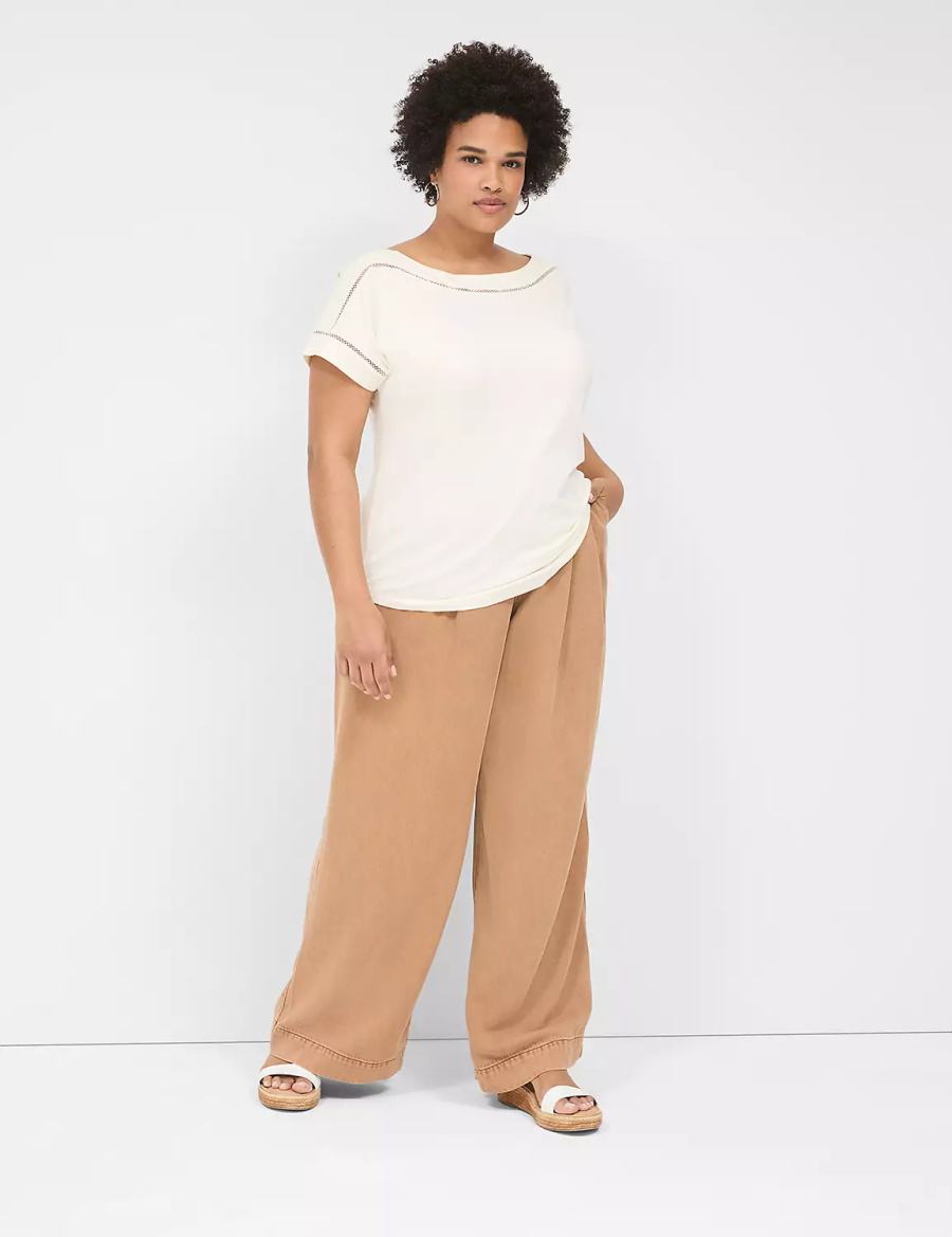 Lane Bryant Wide Leg Trouser Fluid Kadın Kot Pantolon Kahverengi | MEU1585KY