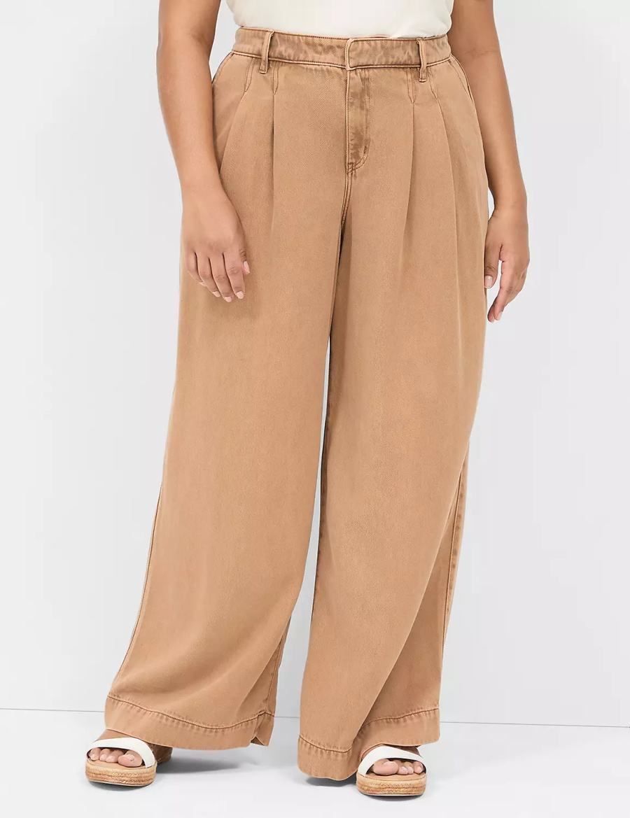 Lane Bryant Wide Leg Trouser Fluid Kadın Kot Pantolon Kahverengi | MEU1585KY